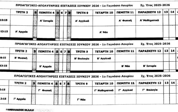 ΠΡΟΓΡΑΜΜΑ ΕΞΕΤΑΣΕΩΝ